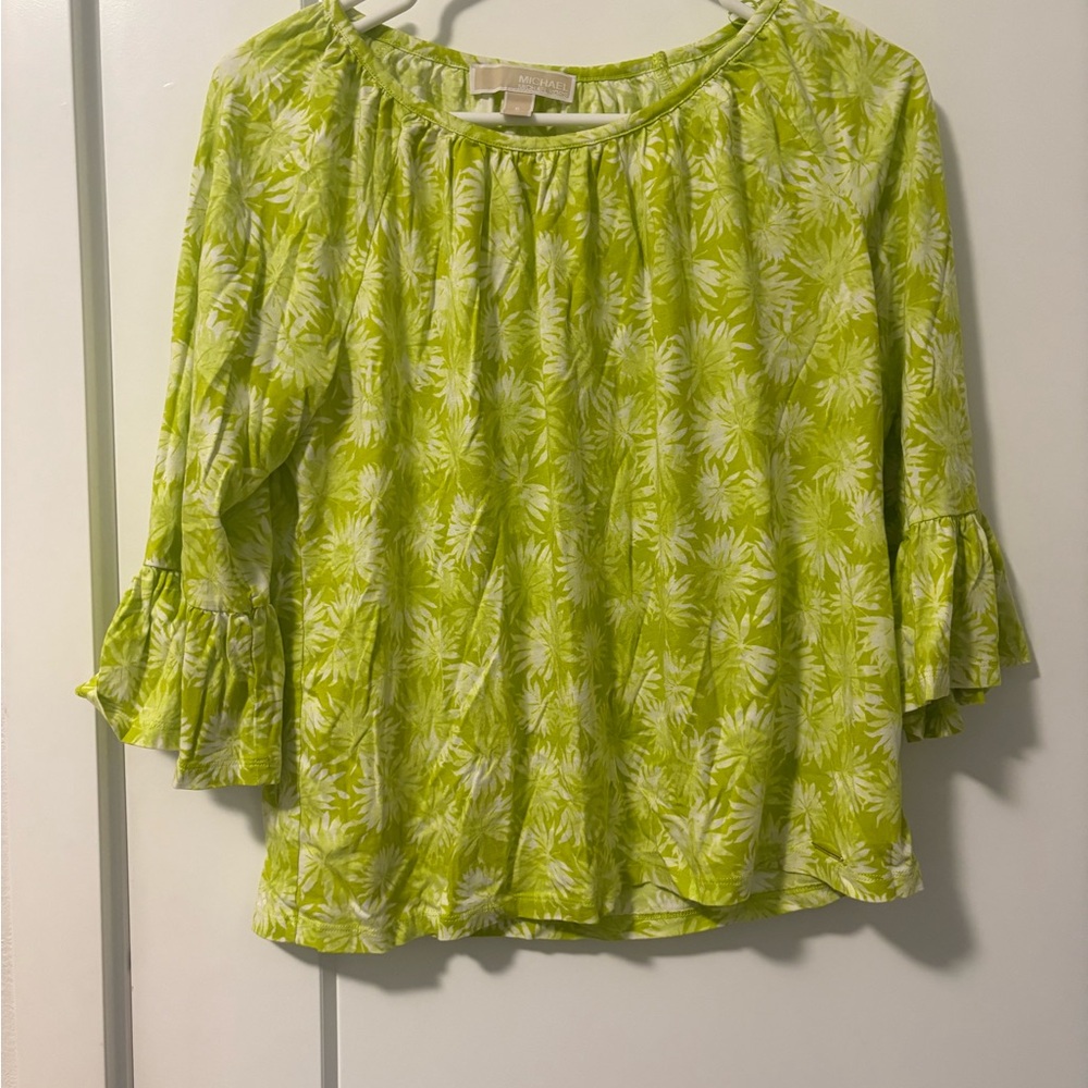 Michael Kors Vibrant Green Floral Top